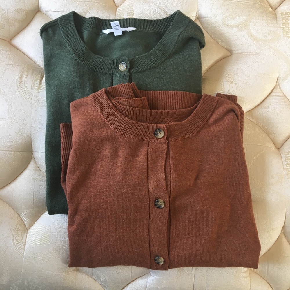 Time and Tru | set of 2 Women's Cardigans in Green and Rust